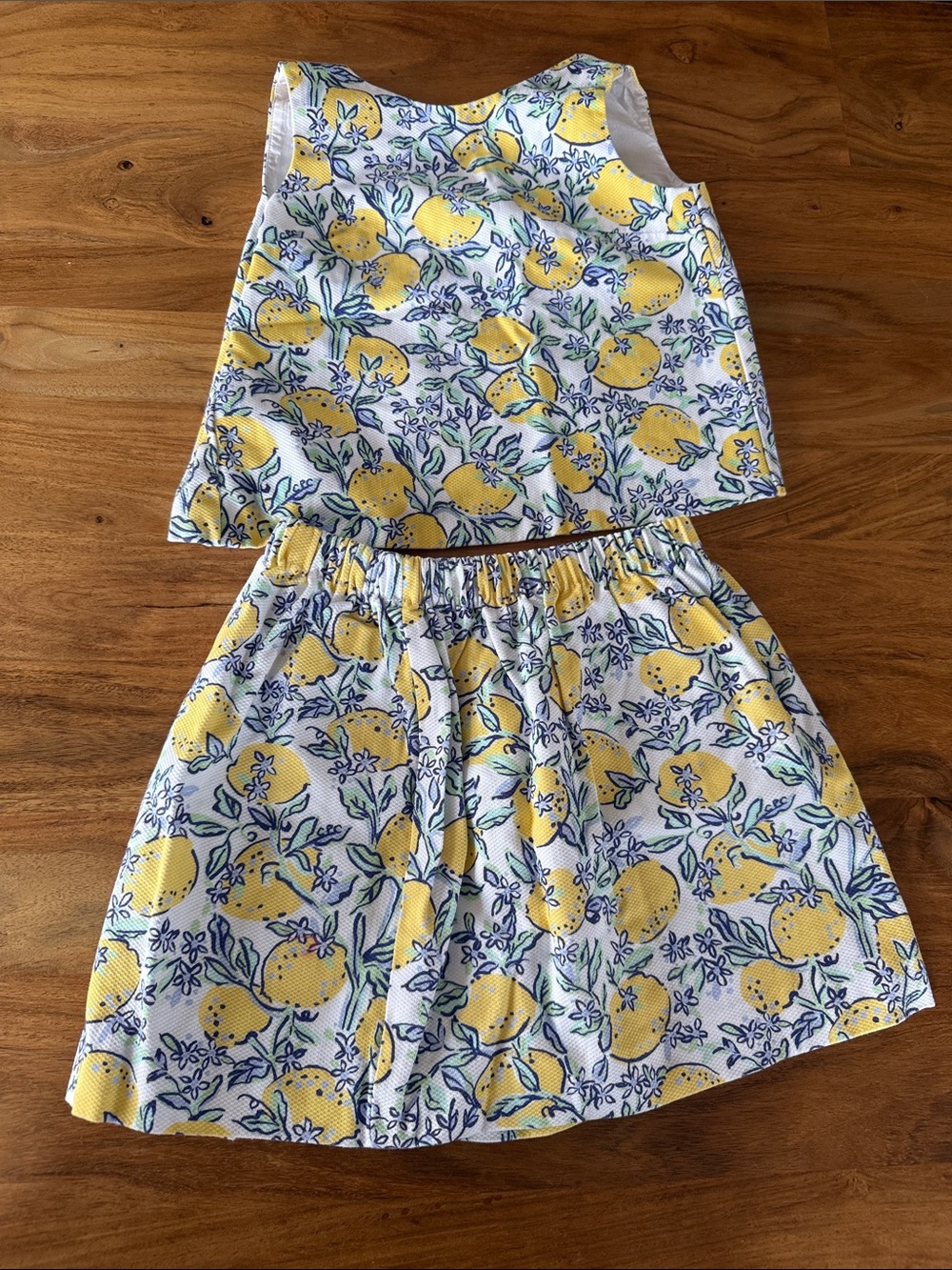 Classic Prep Yellow Lemon Print Skirt Set